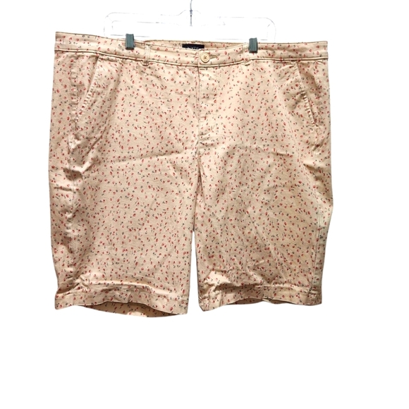 NYDJ Bermuda Shorts in Sweet Home Floral Print Beige Pink Plus Size 18W Modest - Picture 1 of 5